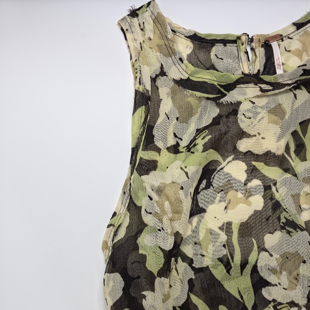 Free People Raven Printed Mini Dress Black Coffee Combo Green Floral S NWT $128 - Picture 12 of 15
